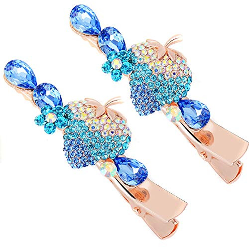 2PCS Rhinestone Duck Bill Alligator Crystal Hair Clips Hair Accessories for Women Lady  Blue