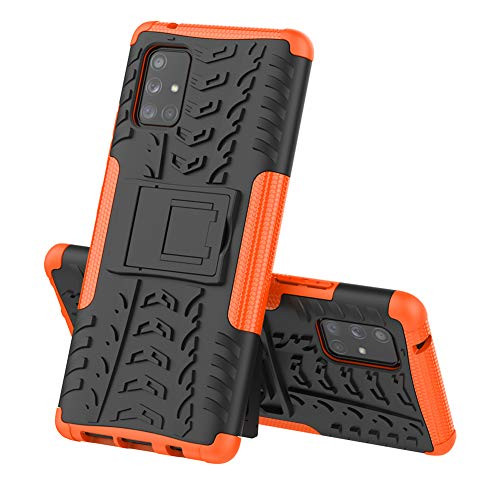 OOPKINS Case for Samsung Galaxy A71 5G Heavy Duty with Folding Bracket Kickstand Dual Layer Drop Protection Shockproof Hard Phone Case for Samsung Galaxy A71 5G Hyun Orange