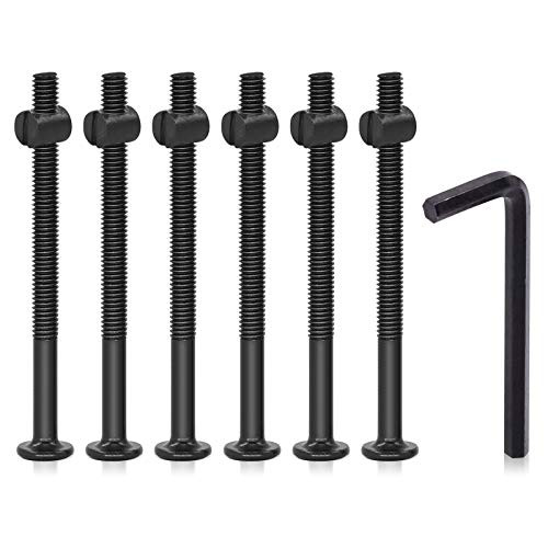 Hilitchi M6 Black Hex Socket Head Screws Bolts Barrel Nuts Hardware Assortment Kit for Crib Baby Bed Furniture Cots and Chair  M6x80-12PCS
