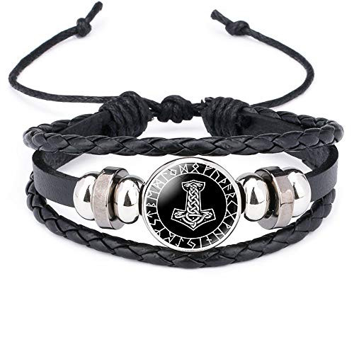 Viking Norse Thor's Hammer Leather Braided Bracelet Mjolnir Scandinavian Handmade Cords Runes Amulet Bangle Bracelet Unisex Viking Norse Thor's Hammer Leather Braided Bracelet Mjolnir Scandinavian Handmade Cords Runes Amulet Bangle Bracelet Unisex