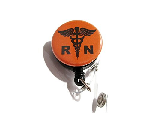ATLanyards RN Badge Reel  Registered Nurse Id Badge Holder  Nurse Lanyard  Orange 303