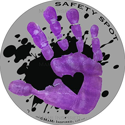 Safety Spot Magnet - Kids Handprint for Car Parking Lot Safety - Gray Background with Splat  Purple