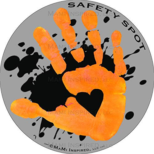 Safety Spot Magnet - Kids Handprint for Car Parking Lot Safety - Gray Background with Splat  Orange