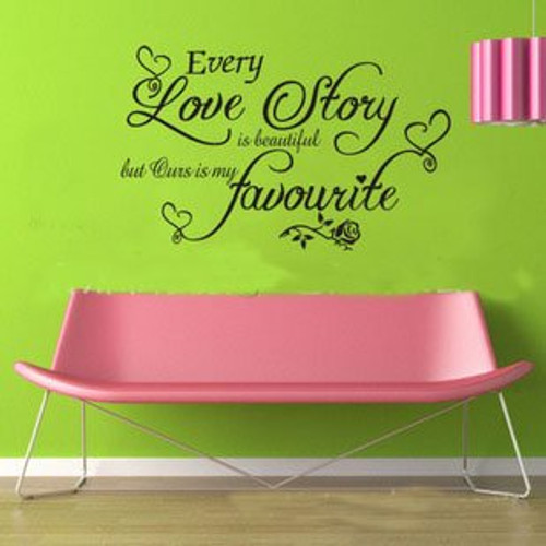 ALiQing Every Love Story is Beautiful But Ours is My Favorite Quote Wall Decal Love Heart Rose Flower Vinyl Wall Decal Sticker for Home Decor ALiQing Every Love Story is Beautiful But Ours is My Favorite Quote Wall Decal Love Heart Rose Flower Vinyl Wall Decal Sticker for Home Decor