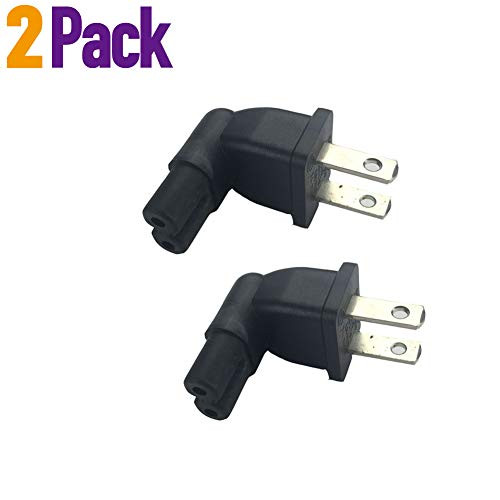 BolAAzuL US 2 Prong Right Angle Adapter AC Power Plug Adapter IEC C7 Receptacle to NEMA 1-15P (2 Pack)