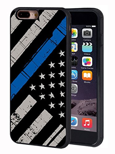 iPhone 7 Plus Case,iPhone 8 Plus Case,BWOOLL Thin Blue Line American Flag Design Slim Anti-Scratch Shockproof TPU Rubber Protective Cover for Apple iPhone 7 Plus/iPhone 8 Plus - 5.5 inch