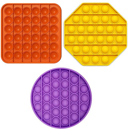 3PCS Push Pop Bubble Sensory Fidget Toy Pop Fidget Toy Push Pop Pop Bubble Sensory Fidget Toy Last One Lost Stress Reliever Autism Octagon Toy Anti-Anxiety Toys Rainbow Colors  Multicolor B