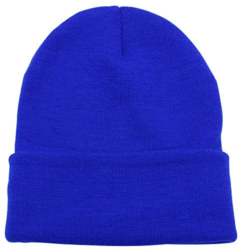 Top Level Beanie Men Women - Unisex Cuffed Plain Skull Knit Hat Cap  Royal Blue