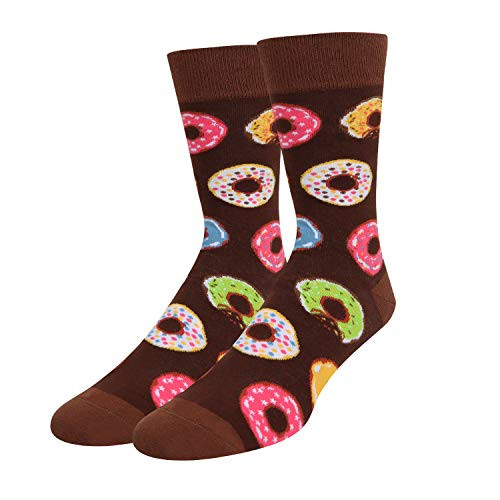 Men's Colorful Donut Casual Socks Funny Crazy Food Crew Socks in Brown Gift Men's Colorful Donut Casual Socks Funny Crazy Food Crew Socks in Brown Gift