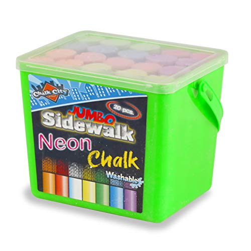 Regal Games Sidewalk Neon Chalk  20 Count Chalk  Jumbo Chalk  Washable  Art Set