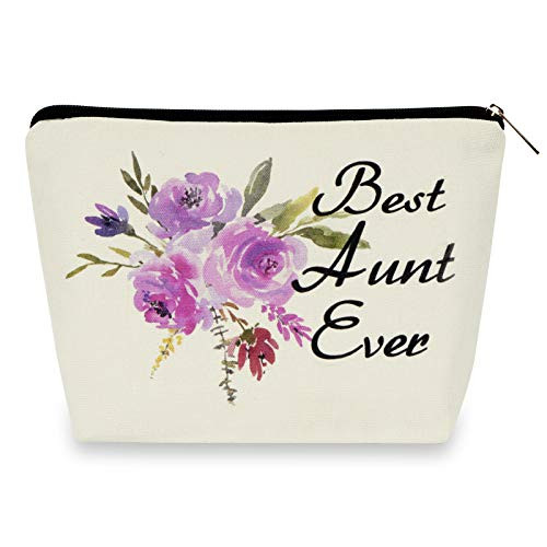 Aunt Gifts - Best Aunt Ever Makeup Bag Aunt Cosmetic Bags Auntie Cosmetic Pouch Auntie Gift for Mother's Day Aunt Birthday  Aunt Gifts from Niece Nephew