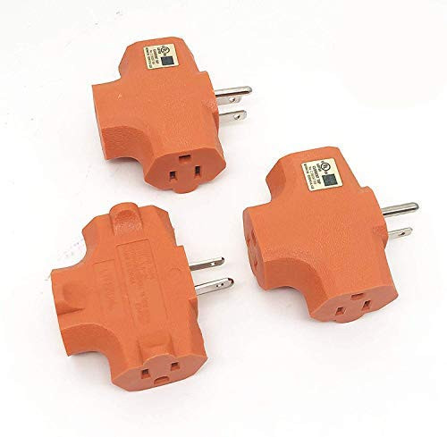 Aniai 3 Way Outlet T-Shaped Adapter  Power Outlet Extender  Grounded Wall Tap  Heavy Duty  UL Listed  3  orange