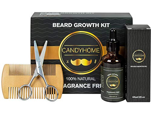 Beard Growth Kit for Men Gifts  CandyHome Beard Growth Oil  Beard Comb  Beard Balm  Beard Scissors  Gift Box Beard Care Beard Grooming Kit for Men Beard Growth  Multi-colored