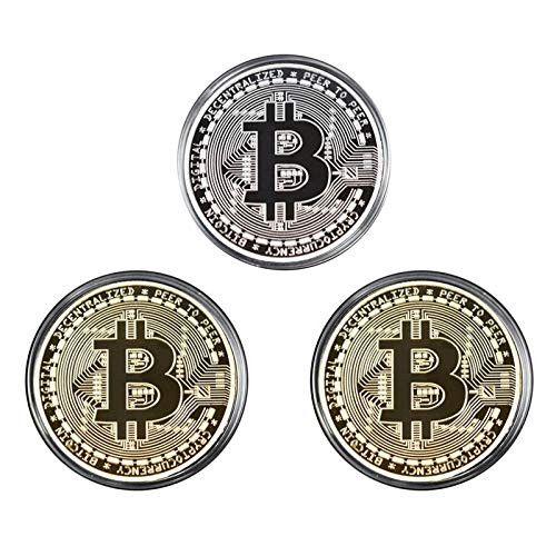 FMJIUGE 3pcs Bitcoin Coin Physical  Limited Edition Collector's Crypto  Gold Coin with Crypto Display Case Commemorative Coin  with Ethereum xrp Coin same's Clarity Crypto  BTC Cryptocurrency