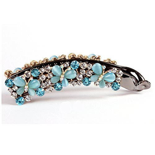 Ruihfas Casualfashion Crystal Rhinestone Hair Banana Clip Claw Barrette Hairpin for Women Hair Jewelry Accessories Blue Ruihfas Casualfashion Crystal Rhinestone Hair Banana Clip Claw Barrette Hairpin for Women Hair Jewelry Accessories Blue