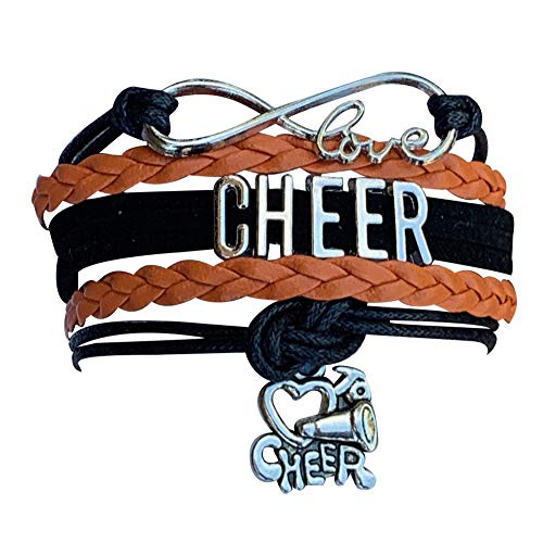 Cheer Bracelet- Cheerleading Charm Infinity Bracelet- Cheer Jewelry for Cheerleader Cheer Team or Team Orange Black Cheer Bracelet- Cheerleading Charm Infinity Bracelet- Cheer Jewelry for Cheerleader Cheer Team or Team Orange Black