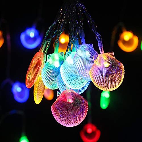 Seashell Crystal String Lights  10ft 20LED Battery Powered Fairy Lights  Indoor Outdoor Terrace Garden Party Christmas Tree Decoration  Multicoloured Seashells