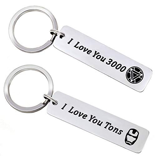 2PCS Couples Keychain Gifts I Love You 3000 for Husband Wife Boyfriend Girlfriend Birthday Anniversary Key chain Gift