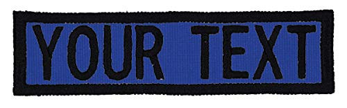 Custom Morale Name Tapes with Border Personalized Text 1"x5" Patch W Hook Fastener or Sew On. Royal Blue  Hook Fastener.