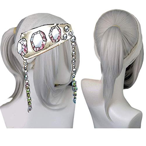 JoneTing White Cosplay Synthetic Short Natural Wavy Wigs Hair for Men  White