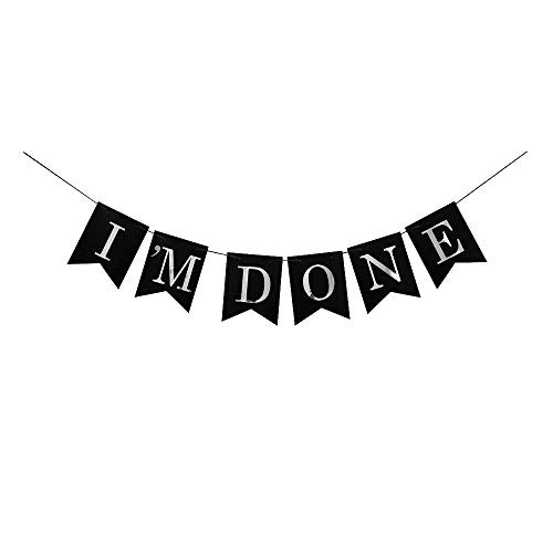 I'm Done Banner - Graduation Party Decorations Supplies - Happy Graduation Banner - Congrats Grad Party Decoration Supplies (Black and Silver)