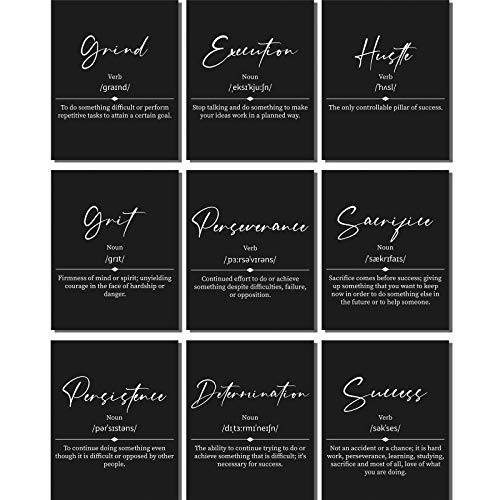 9 Pieces Inspirational Office Wall Art Grind Hustle Execution Motivational Wall Art Success Quote Office Wall Art  Entrepreneur Posters Inspirational Quote Wall Decor for Office Living Room  Unframed