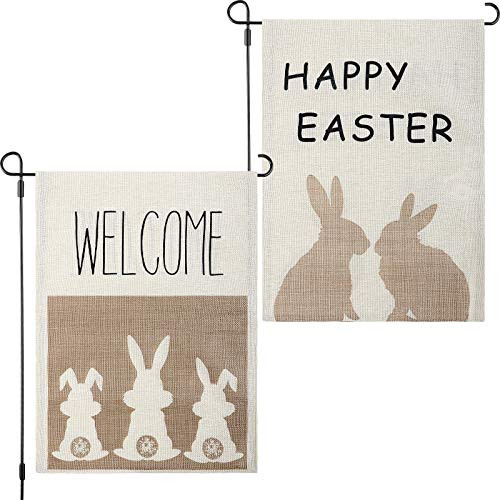 Tatuo 2 Pieces Easter Bunny Garden Flag Happy Easter Rabbit Garden Flag Vertical Double Sided Welcome Yard Flag Decorative House Flag for Outdoor Indoor Decoration  11.8 x 17.7 Inch Tatuo 2 Pieces Easter Bunny Garden Flag Happy Easter Rabbit Garden Flag Vertical Double Sided Welcome Yard Flag Decorative House Flag for Outdoor Indoor Decoration  11.8 x 17.7 Inch