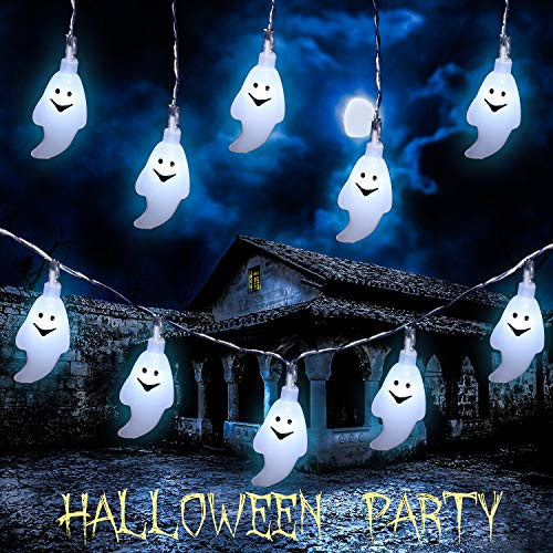 Halloween String Light with 20 LED Ghost Lights 9.8 Feet Halloween Scary Fairy Lights Battery Powered Ghost Lights for Indoor Outdoor Festival Decoration 2 Modes Steady and Flickering Lights Halloween String Light with 20 LED Ghost Lights 9.8 Feet Halloween Scary Fairy Lights Battery Powered Ghost Lights for Indoor Outdoor Festival Decoration 2 Modes Steady and Flickering Lights