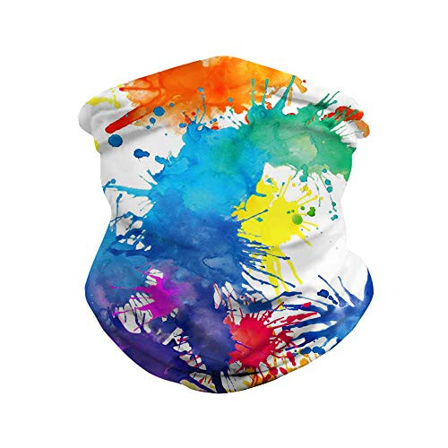 KIDVOVOU Seamless Rave Bandana for Men Women Neck Gaiter Scarf Dust Wind Balaclava Headwear White Paint