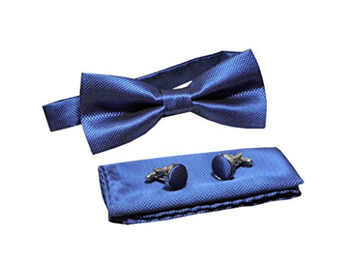 Kingsquare Bow tie  pocket square  and cufflinks 3pcs matching set  Royal Blue