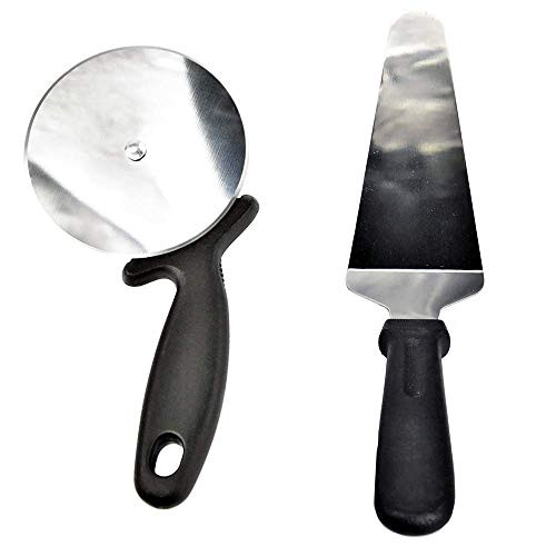 BonBon 2 Pcs Set Pizza Cutter and Pie Server Pizza Server Knife Pizza Wheel Slicer Stainless Steel Kitchen Pizza Tool Set Gadgets
