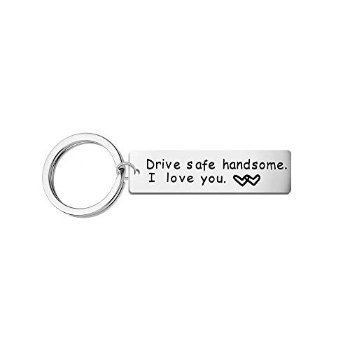 LGEGE Keychain Drive Safe Handsome I Love You Keychain for Boyfriend Husband Dad Trucker Gifts