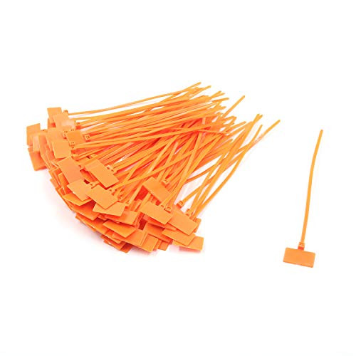 Tulead Orange Zip Tags Cable Zip Ties Cord Self-Locking Label Nylon Tag Markers 100PCS