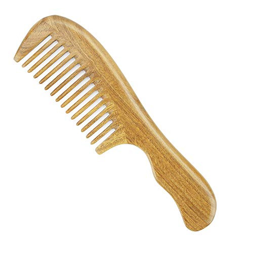 Onedor Handmade 100% Natural Green Sandalwood Hair Combs - Anti-Static Sandalwood Scent Natural Hair Detangler Wooden Comb Wide Tooth