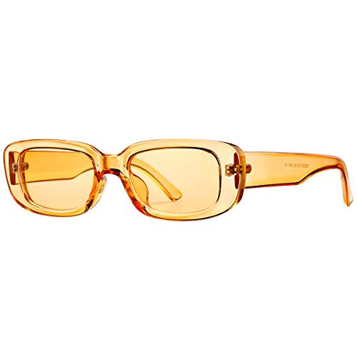 SeeBand Rectangle Sunglasses for women 90s Vintage Fashion Sunglasses Transparent Orange