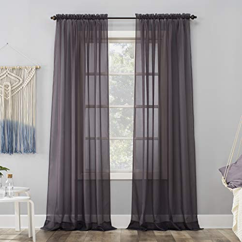 No. 918 Emily Voile Sheer Rod Pocket Curtain Panel  59" x 95"  Fig Purple