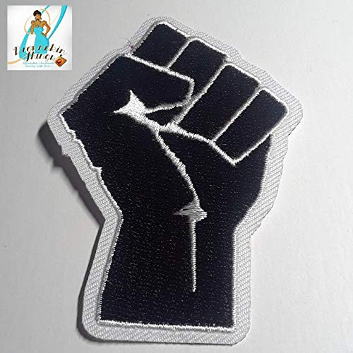 Fist Up Patch 3.75x2.75 - Afrocentric Patches - Iron On - Embroidery - DIY Fist Up Patch 3.75x2.75 - Afrocentric Patches - Iron On - Embroidery - DIY