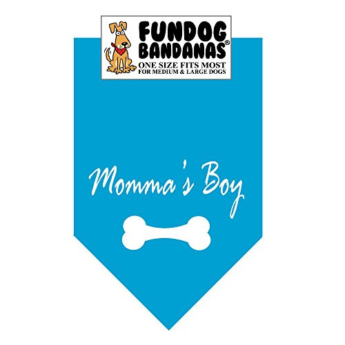 Momma's Boy Dog Bandana  One Size Fits Most for Medium to Large Dogs  Turquoise