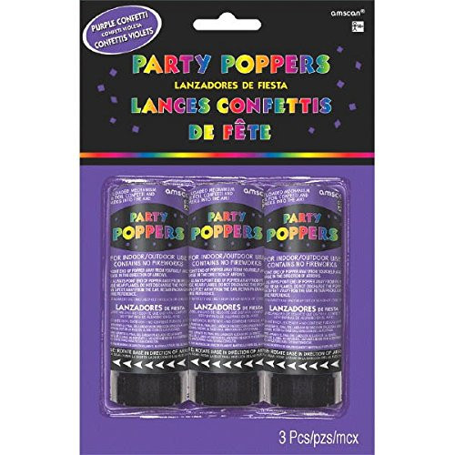 Amscan  Confetti Poppers  Party Supplies  Purple  4" 3ct  4"