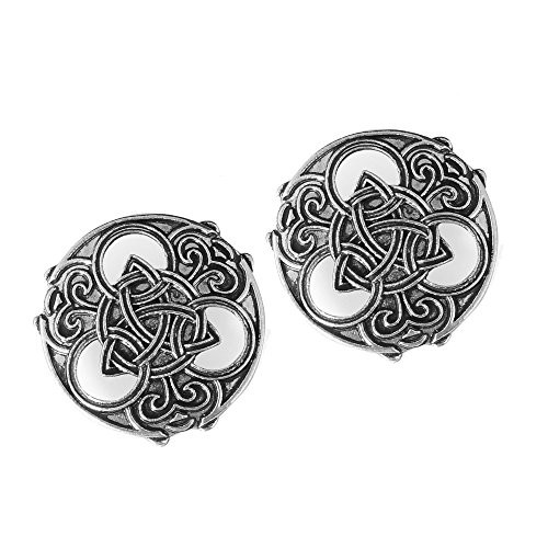 idavallen Viking Celtic Triquetra Brooch Pin- 2pcs Medieval Viking Brooch Pin Set Norse Jewelry Pagan Amulet Wiccan Brooch OvalSingle Piece Brooch Handmade with Celtic Dragon Design Viking Jewelry
