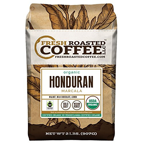 Organic Honduran Marcala Fair Trade Coffee, Whole Bean Bag, Fresh Roasted Coffee LLC. (2 LB.)