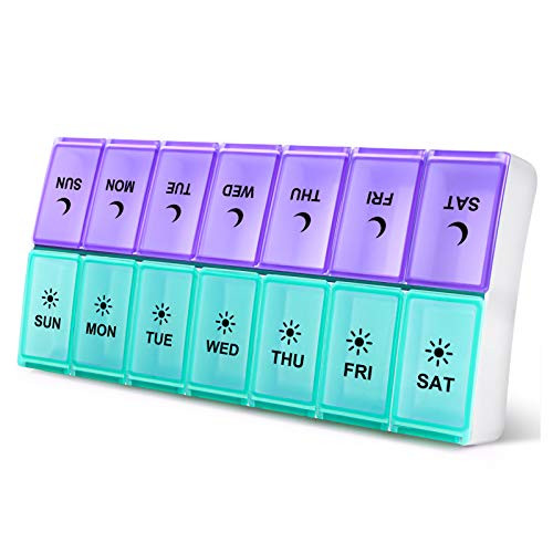 DANYING Large Pill Organizer 2 Times a Day  Weekly Pill Box 2 Per Day  AM PM Pill Case  Pill Container 7 Day  Vitamin Case Twice a Day
