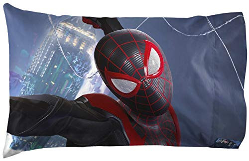Jay Franco Marvel Miles Morales Gamerverse City Swing 1 Single Reversible Pillowcase - Double-Sided Kids Super Soft Bedding  Official Marvel Product Jay Franco Marvel Miles Morales Gamerverse City Swing 1 Single Reversible Pillowcase - Double-Sided Kids Super Soft Bedding  Official Marvel Product