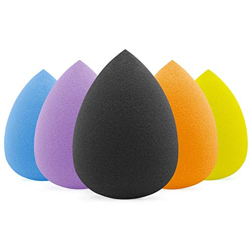 BEAKEY Makeup Sponge Set Blender Beauty Foundation Blending Sponge  Flawless for Liquid  Cream  and Powder  5 Pcs  Multi-colored Makeup Sponges