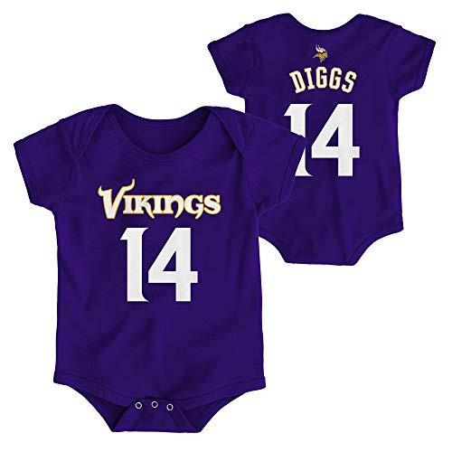 Outerstuff NFL Newborn Infants Team Color Name and Number Bodysuit Creeper  12 Months  Stefon Diggs Minnsota Vikings Home Purple Outerstuff NFL Newborn Infants Team Color Name and Number Bodysuit Creeper  12 Months  Stefon Diggs Minnsota Vikings Home Purple