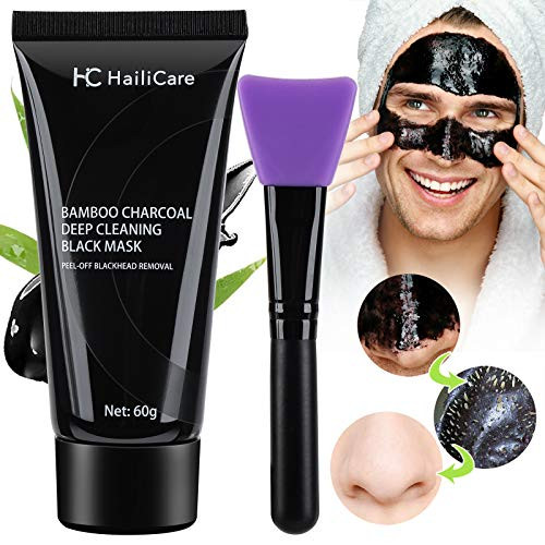 Blackhead Remover Mask for Men  Activated Charcoal Peel Off Mask with Facial Brush  Black Face Mask Purifying  and  Deep Cleansing Facial Masks for All Skin Types