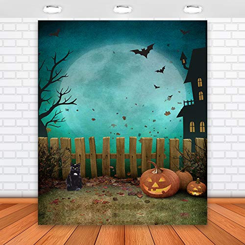 Maijoeyy 3x5ft Halloween Backdrop Pumpkin Halloween Backdrops for Photography Moon Bat Fence Halloween Backdrops for Parties Children Kids Halloween Party Decoration