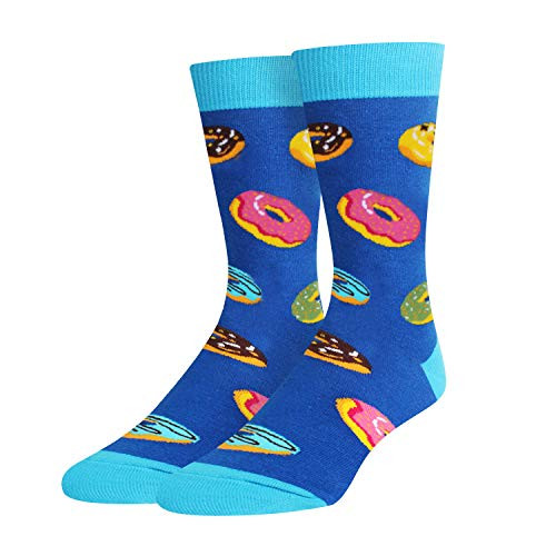 Men's Colorful Donut Casual Socks Funny Crazy Food Crew Socks in Blue Gift Men's Colorful Donut Casual Socks Funny Crazy Food Crew Socks in Blue Gift
