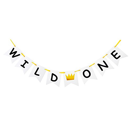Wild One Banner, First/One Years Old Birthday Party Decorating Sign Gold Gliter Garland Wild One Banner, First/One Years Old Birthday Party Decorating Sign Gold Gliter Garland