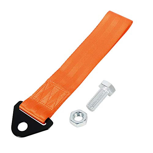 X AUTOHAUX Orange Universal Car Tow Towing Hook Bumper Trailer Belt Strap